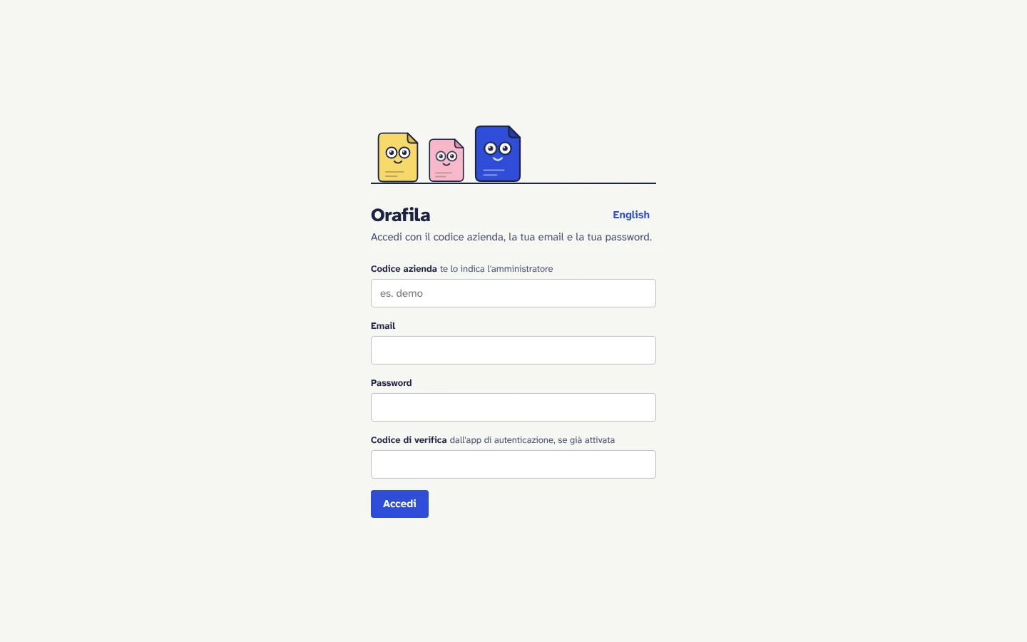 Pagina di accesso