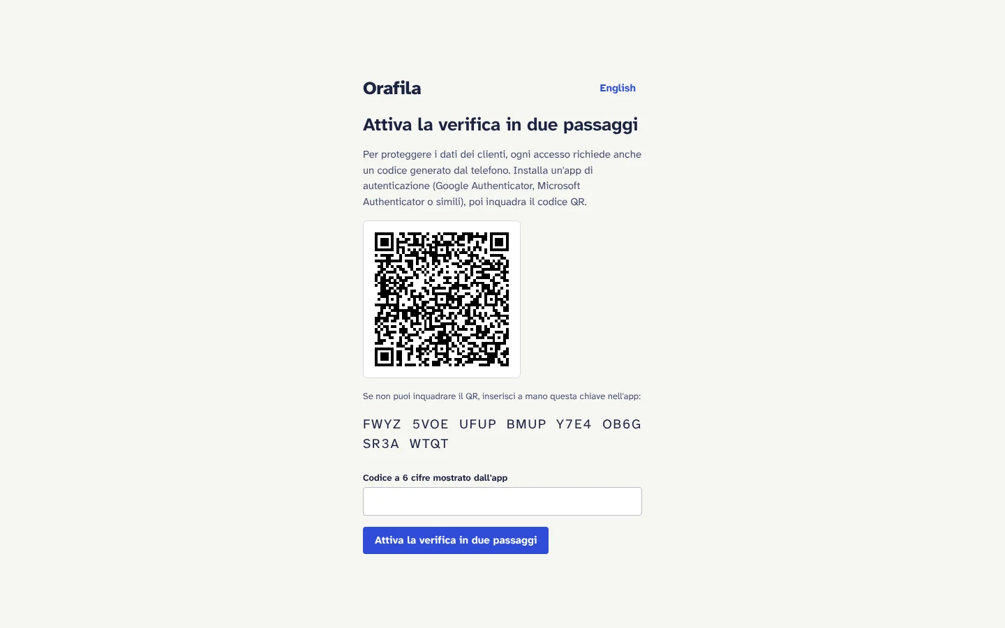Attivazione della verifica in due passaggi