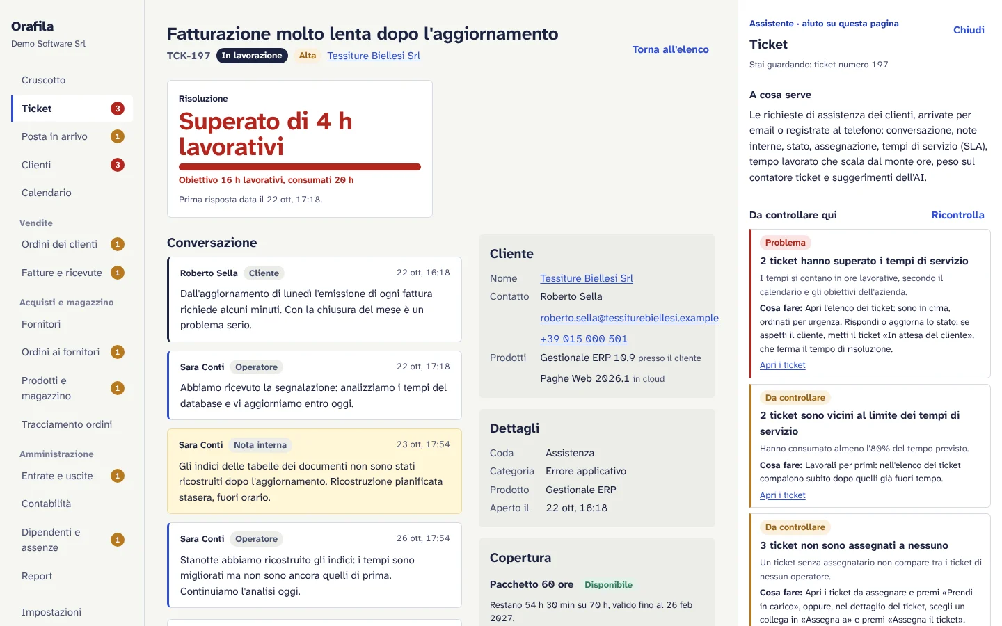 L'assistente in una pagina